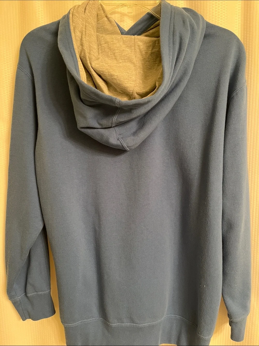 Nike Slate Blue Pullover Hoodie with Black Swoosh and Sleeve Lettering